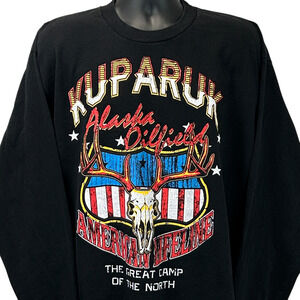 Kuparuk River Alaska Oilfield T Shirt Long Sleeve Made In USA Black XL X-Large